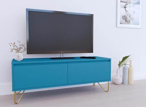 DecoInParis Meuble TV XXL 1 tiroir 1 Porte Bleu Canard Darina