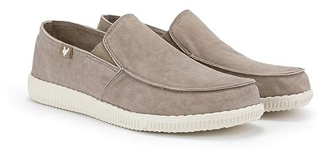 WALK IN PITAS | WP150 Slip ON Washed | Mocasines de Hombre | Náuticos Casual | Zapatillas de Verano | Zapatos Casuales y Cómodos | Calzado de Pitas | Beige 44