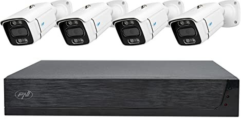 Kit de videovigilancia PNI House IPMAX PoE 3LR, NVR con 4 Puertos PoE y 10 en Red,y 4 cámaras de 3MP, Exterior