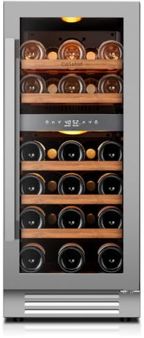 Ca'Lefort 15 Wine Cooler Refrigerator - 28 Bottles Wine Refrigerator Double Zone with Modern Touch Intelligent Digital 40°-65°F Low Noise,Built-in or Freestanding Wine Cooler for Home and Kitchen
