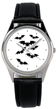 KIESENBERG Armbanduhr Fledermaus Fledermäuse Geschenk Artikel Idee Fan Damen Herren Unisex Analog Quartz Lederarmband Uhr 36mm Durchmesser B-5777