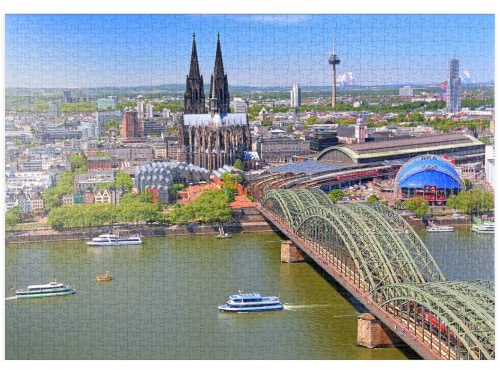MyPuzzle Blick über den Rhein mit Kölner Dom und Hohenzollernbrücke, Köln - Premium 1000 Teile Puzzle - MyPuzzle Sonderkollektion von Puzzle Galaxy