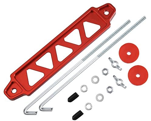 X AUTOHAUX 1 Set Car Battery Hold Down Bracket Kit with 10in J Bolts Red