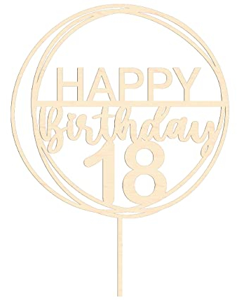 Happy Birthday Cake Topper - 15 cm Höhe aus Holz - Geburtstag mit Zahl Kuchendeko mit Liebe zum Detail personalisiert mit Wunschzahl