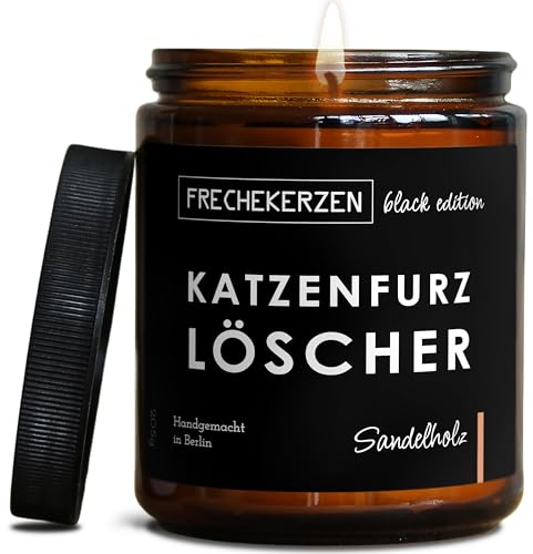 Lustige Duftkerze mit Spruch für Katzen Besitzer & Liebhaber | Handgemacht aus Sojawachs | In Geschenkbox | Valentinstag Geburtstagsgeschenk Gastgeschenk Katzenhalter Cat Lovers |Sandelholz