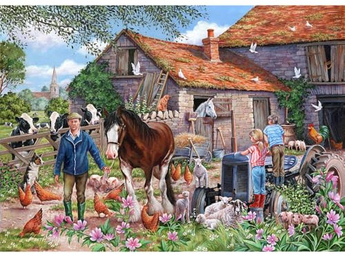 The House of Puzzles - MacDonalds Farm Jigsaw - Big 500 Piece Jigsaws Age 3+ For Adults, Extra Large Pieces, Artist Illustrated, Scenic Landscape, Deluxe Puzzle Gifts