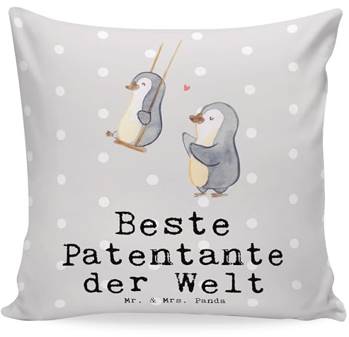 Mr. & Mrs. Panda 40 x 40 Kissen Patentante - Geschenk, Couchkissen, Zierkissen, Geschenktipp, Kissenbezüge, Geburtstagsgeschenk, Neffe, Familie,