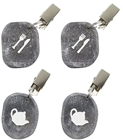 DAGORD 4 Stück Tischdeckenanhänger Schwer Tischdecke Gewichte Schwer Tischdeckenbeschwerer Naturstein Tischdeckenbeschwerer Outdoor Schwer Tischdeckenbeschwerer Clips für den Gedeckten Tisch