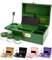 The OG Stash Storage Box - Large Bamboo with Combination Lock, Magnetic Lid, Organizer Tray, 3 Smell-Proof Jars and Brush - Portable Decorative Wooden Lock Box Kit with Accessories (Green/Gold)
