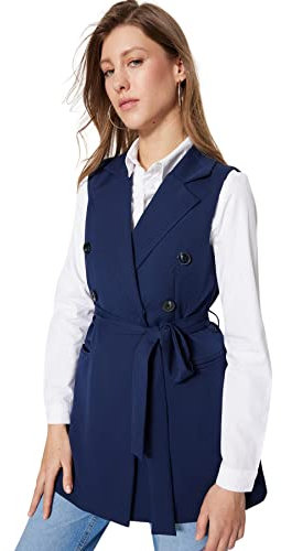 Trendyol Women's Damen Gerade-Ärmel Regulär Hijab-Weste Modest Waistcoat, Navy, 38