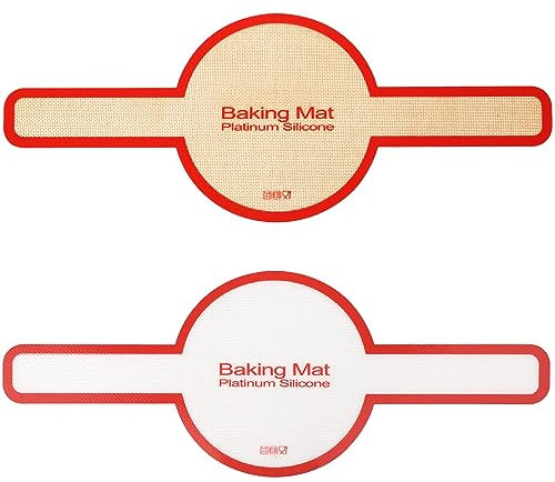 2pcs Bread Sling Mat, 54,5x21cm Tapis de Cuisson pour Pain au Four Hollandais Élingue à Pain Poignées Longues Bread Sling Outils de Cuisson Antiadhésifs et Réutilisables (Bords Rouges)