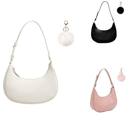 Handtaschen Damen Klein Umhängetasche Leder Tasche Tote Bag, 90er Jahre Umhängetasche Damen, y2k Fashion Clutch Henkeltasche Damen Klein Tragetasche für Frauen (Weiß)