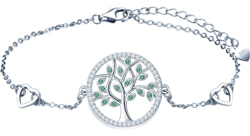 MŚ 1997 MENNICA ŚWIDNICKA 5 Farben Silber Lebensbaum Armband Damen (17 + 3 cm verstellbar) Baum des Lebens Armkette für Frauen & Mädchen, aus Silber 925