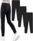 Domee Mädchen Sport Leggings Sporthosen Einfarbig 3er-Pack Schwarz 158-164 (Herstellergröße 170)