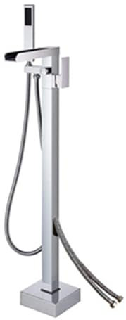 BiaoTeng Rubinetto Per Vasca Da Bagno Da Terra Cascata cromo ottone Attacco a muro acqua calda e fredda Miscelatore Vasca Da Bagno Freestanding, cromo