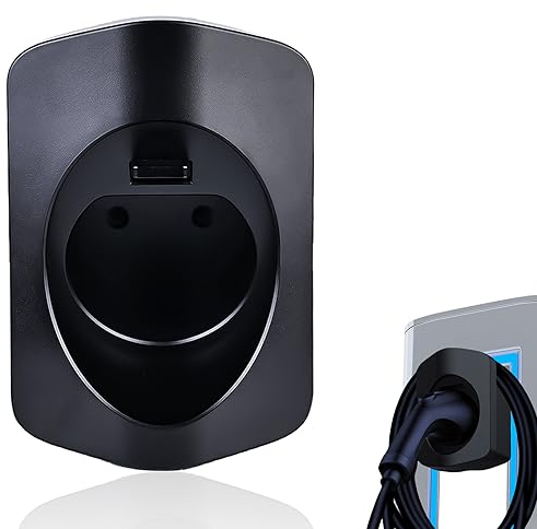Charging Cable Holder Type 2, EV Charger Type 2 Wall Mount IP66 Waterproof Type 2 Charging Cable for EVSE IEC 62196-2 Plug Cable Wall Mount Suitable for Most EU Standards EVs (Black)