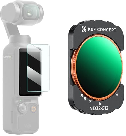 K&F Concept OSMO Pocket 3 ND Filter, Magnetischer Variabler ND Filter ND32-ND512, 5-9 Blendenstufen Graufilter kompatibel mit DJI OSMO Pocket 3 (Aluminiumrahmen)