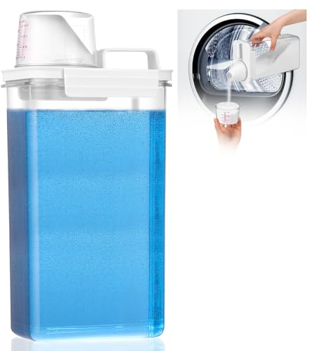 Waschpulver aufbewahrungsbox, Luftdichter Waschmittelspender Mit Messbecher, 2300ml Mehrzweck Waschmittelbox für Pulver - BehäLter für Waschmittel/WeichspüLer - Wiederverwendbar Leere Flaschen