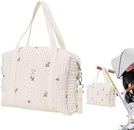 Djowyh Wickeltasche Tragetasche | Wickeltasche Baumwolle Mit Stickerei | Tragetasche Henkeltaschen Tragbare Leichte Babytasche Mama Tasche Mit Kinderwagen Haken