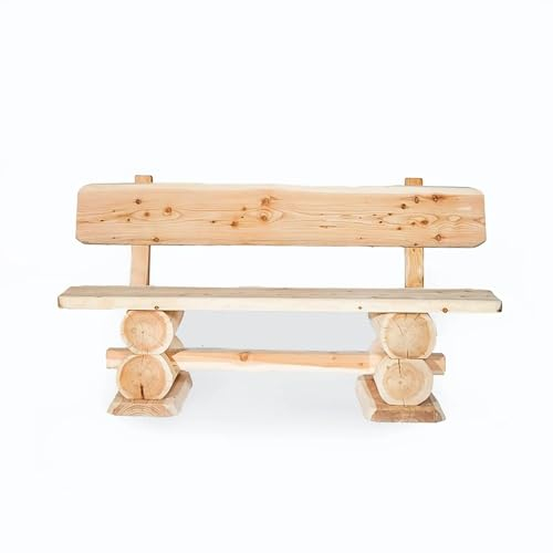 Rustikale Gartenbank aus Lärche - Massivholz-Bank Naturbelassen - 160 cm - Hochwertige Sitzbank für Terrasse & Garten - Zeitloses Design aus robustem Holz
