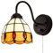 Tiffany Wandleuchte mit dimmbarem Schalter, Industrial Vintage Schwanenhals Wandleuchte mit Plug in Cord, Orange Buntglasschirm Wandleuchte, Perfekt für Schlafzimmer, Wohnzimmer