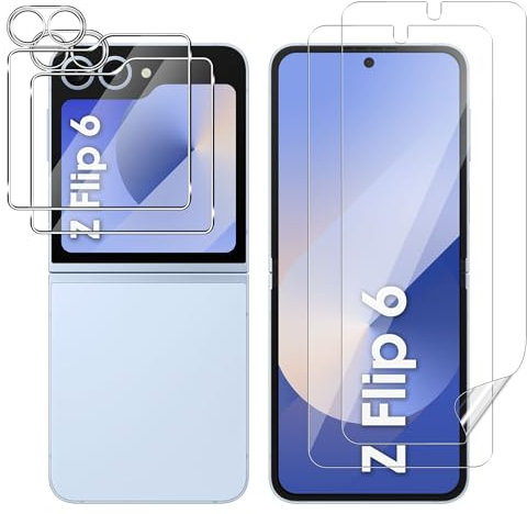 Yenwen Verre Trempé pour Samsung Galaxy Z Flip 6 5G, 2 Pcs 9H Dureté Avant Protection Écran + Flexible TPU Protection Ecran + Caméra Arrière Protecteur