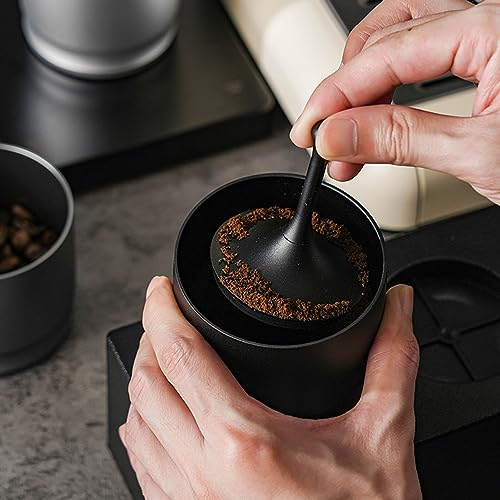 58mm Blind Shaker Espresso Coffee Powder Receiver Container, Coffee Dosing Rings Press, Aluminum Alloy Anti Flying Coffee Powder Picker, Coffee Making Supplies 58mm (Black 58mm)