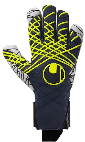 uhlsport Fußball Torwarthandschuhe Prediction Ultragrip HN, Marine/weiß/Fluo gelb, 7.5
