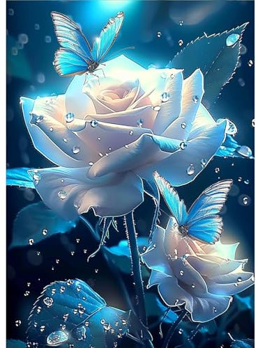 AIRDEA Rose Diamond Painting Erwachsene, DIY 5D Schmetterling Diamant Painting Bilder, Bastelset Erwachsene Frauen als Haus Wanddeko 30x40 cm