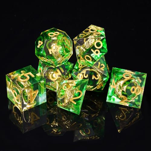 DND Würfel Set, 7 Stück Herr der Ringe DND Würfel Polyedrische Scharfer Kante D&D Würfel für Dungeons and Dragons Pathfinder RPG MTG Pathfinder D4 D6 D8 D10 D% D12 D20