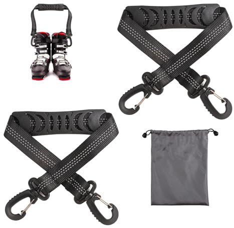 lasuroa 2stk Skischuh-Tragegurte mit Aufbewahrungstasche, Tragbare Ski-Tragegurte Rucksackgurte Ski-Schulterschlinge Skitasche Schultergurt Skate-Leine Rollschuh-Leine Ski-Zubehör