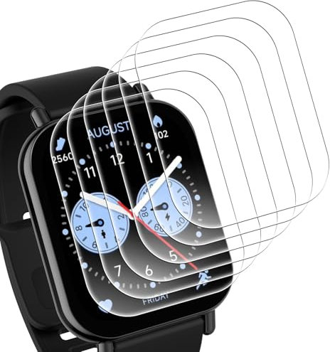 Bigqin 6 Piezas Protector de Pantalla Compatible con Xiaomi Redmi Watch 5 Lite, HD Película Cristal Templado Compatible con Xiaomi Redmi Watch 5 Lite, Anti-Arañazo