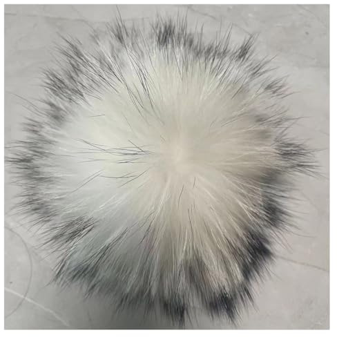 BrightGlow Natürlicher Fellbommel 16CM Weiche Pompons zum Basteln Pelz Fell Echtpelz Pompon Bommel mit Anstecknadel Groß Pom Pom Bälle Flauschigen Plüsch Bälle Pom-Poms für Mützen #Weiß 2 Stück