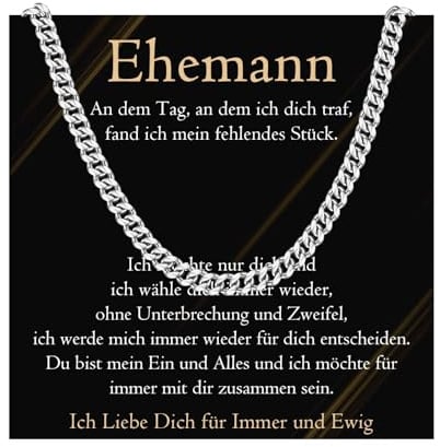 PDTU Geschenke für Männer, Edelstahlkette Liebes Geschenke für Mann Ehemann Freund Papa Bonus Papa Werdender Papa Bruder Sohn, Halskette Herren Geschenk zum Jahrestag Geburtstag