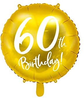 Folienballon Zahl 60 – 45 cm – goldener Luftballon zum 60. Geburtstag – wiederverwendbar – hochwertige Deko für Männer & Frauen – Helium oder Luft geeignet