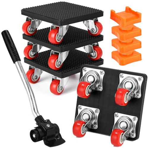 Kit Eelevador de Muebles Pesados con 4 Ruedas,Mover Muebles con Rodillo, Giratorio 360° Ruedas, Carga de 500kg,Elevador de Muebles para Sofá Lavadora