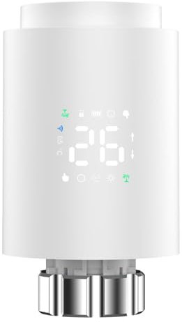 Smart Home Heizkörperthermostat, programmierbares drahtloses TRV-Ventil, ultra-leiser Motor mit Urlaubs- & ECO-Modi für Zentralheizung, Wochenplan-kompatibel