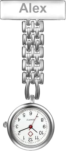 Personalized Nurse Fob Watches for Women and Men - Engraved Nurse Watch Custom Gift for Woman - Quartz Movement – Perfect Gifts for Healthcare Professionals (Poshevo Sterling Tide - New)