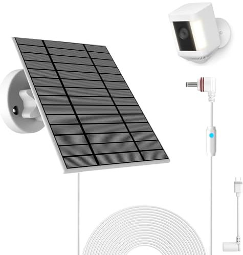 6W Solar Panel with Voltage Stabilizer | Compatible with Ring Spotlight Cam Pro/Plus, Stick Up Cam Battery & Outdoor Security Cameras | IP65 Waterproof, 360° Adjustable Mount, 9.8ft Cable | Solar Char