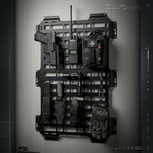 Modulares MOLLE Mehrzweck-Organizer-Panel aus Metall | taktischer Organizer für Home Defense | Montage an Wand, Haustür, Auto, Anhänger, Camper, Camping, Van