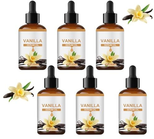 Vanilla Serum Oil, Natural Vanilla Oils for Skin, Hair Care, Long-Lasting Moisturizing and Soothing Skin, Perfume Scents for Diffuser, Relaxation, Long Lasting Perfume, Lightweight (6pcs)