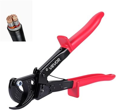 VEVOR Ratcheting Cable Cutter, Spring Steel Blades with PVC-Coated Handles, Quick-Release Button, Heavy Duty Ratchet Cable Wire Cutter for Cutting Copper & Aluminum Cables Up to 474 MCM / 240 mm²