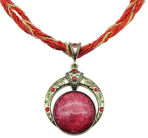 RIXERKOC Retro Vintage Halskette für Damen böhmische Türkis Aussage Halskette Strass Anhänger Halskette Modeschmuck Kette Lang Muttertag Valentinstag Geschenke