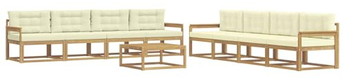 vidaXL Outdoor-Sofagarnitur 9 pcs Weiß und Creme 79 x 79 x 37 cm, Garten-Sofa Set, modulare Lounge für draussen, wetterfestes Mobiliar, robuster Pool-Bereich