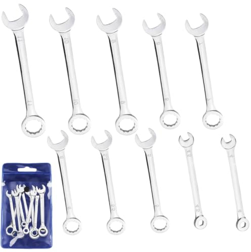 Elenviorina 10PCS Small Spanner Set, Combination Spanner Set 4-11mm, Metric Open End and Ring Spanner Sets, Chrome Vanadium Steel Wrench Set for Home, Garage, Bicycle and Mechanical Repairs