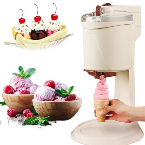 Macchina per Gelato Artigianale Fatto in Casa 1000ml, Gelatiera Elettrica con Vaschetta Precongelata, Macchina per Gelato Soft Serve con Miscelazione Automatica per Gelato, Yogurt Gelato E
