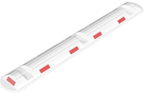 BAUZAUNWELT Park- und Leitschwelle aus Recyclingkunststoff mit Reflektoren inkl. Befestigungsmaterial zum Aufdübeln - Maße: 1170 x 150 x 50 mm, weiß