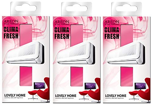 Areon Clima Fresh Ambientador Hermosa Casa Aire Acondicionado Rojo Original Hogar Salón Oficina Tienda Olor ( Lovely Home Pack de 3 )