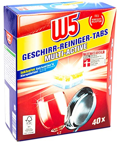 W5 Dishwasher Tablets, All-in-One, Pack of 40