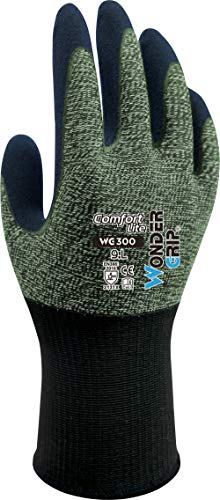 Wonder Grip WG-300 Comfort Lite-Arbeitshandschuh mit Latexbeschichtung, Handschuh, Grip, Sicherheitshandschuh für hohe Griffigkeit M / 08, Latex, Grün, gr M/8